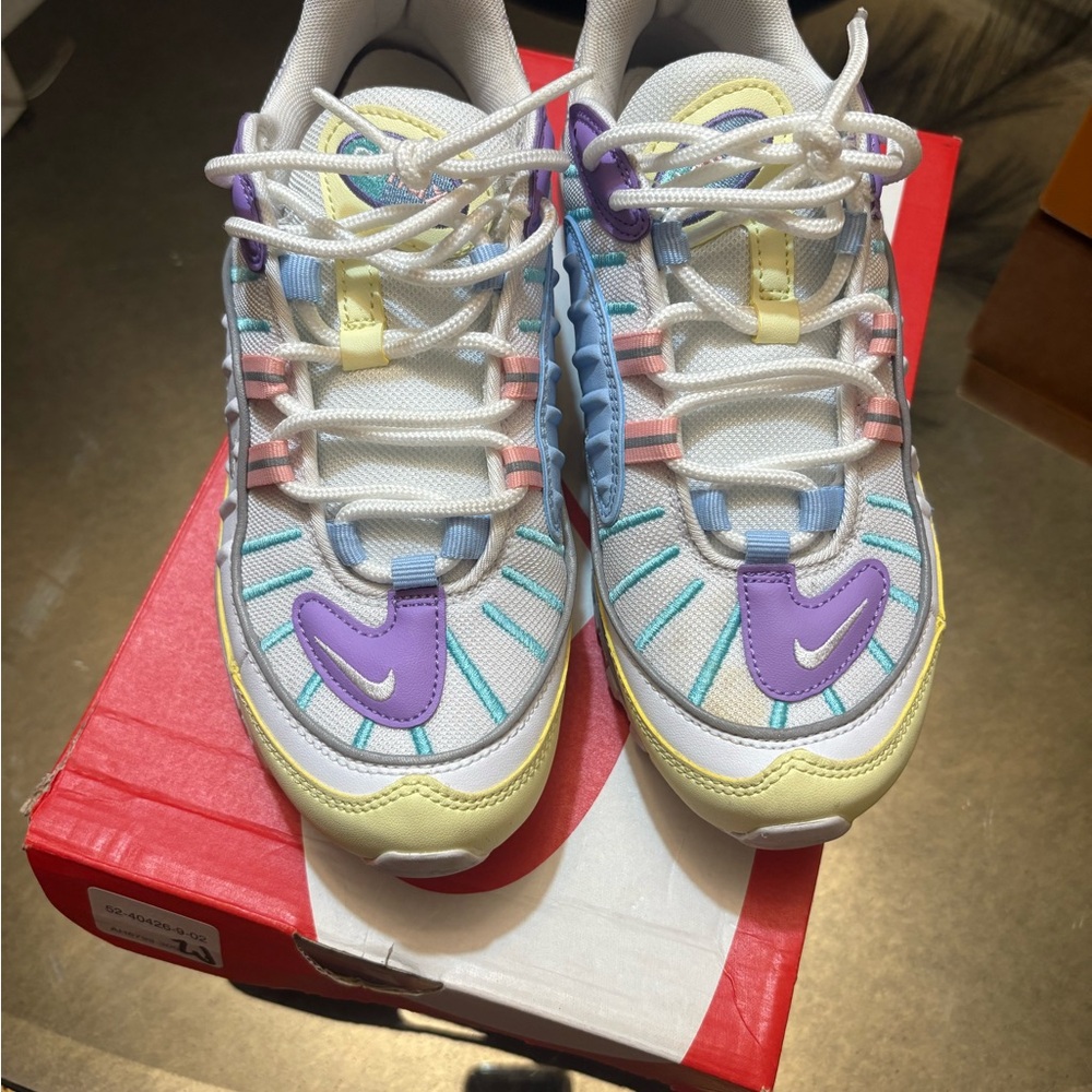 Nike Purple and Yellow Retro Sneakers